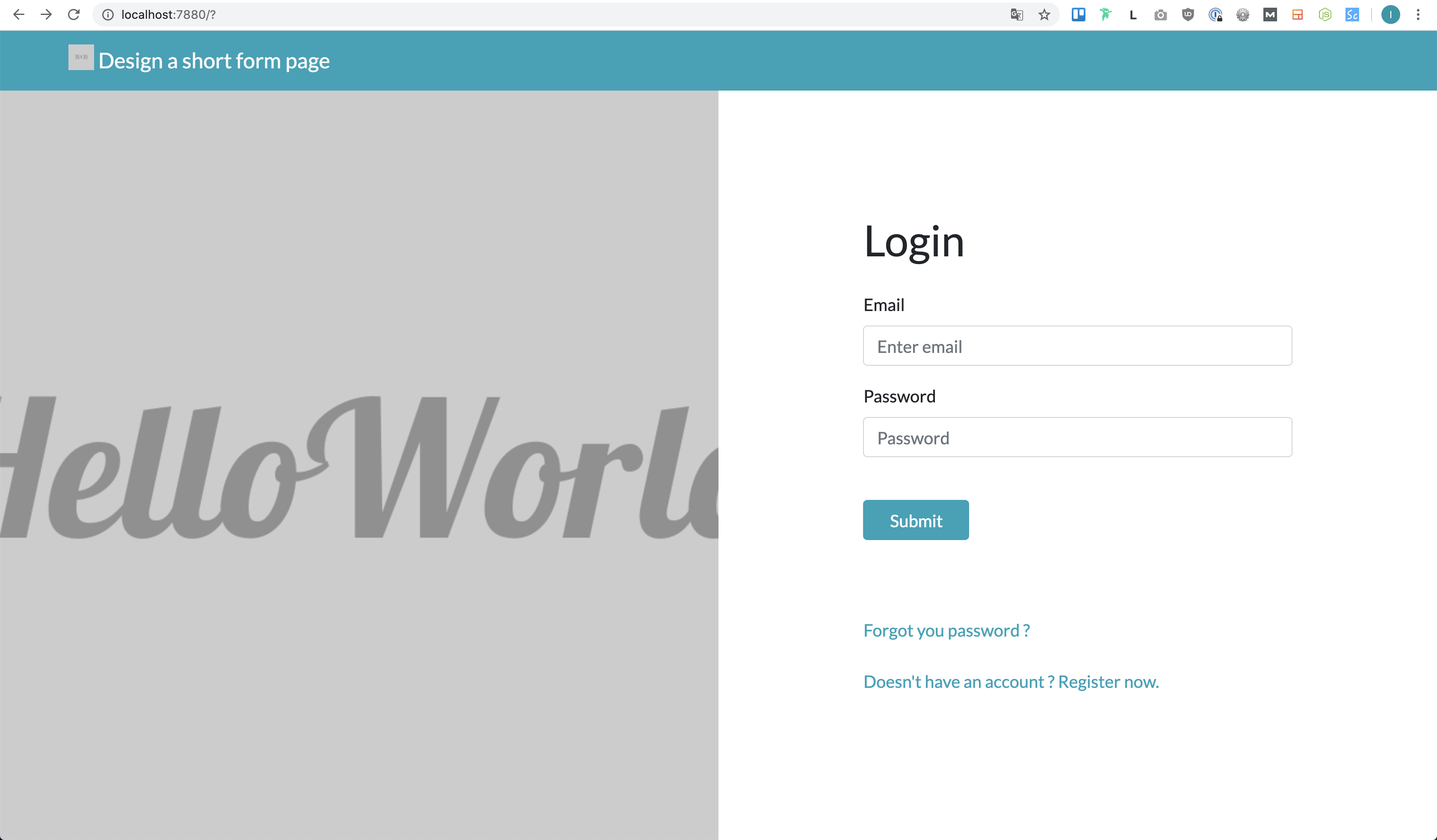 login page with image on browser